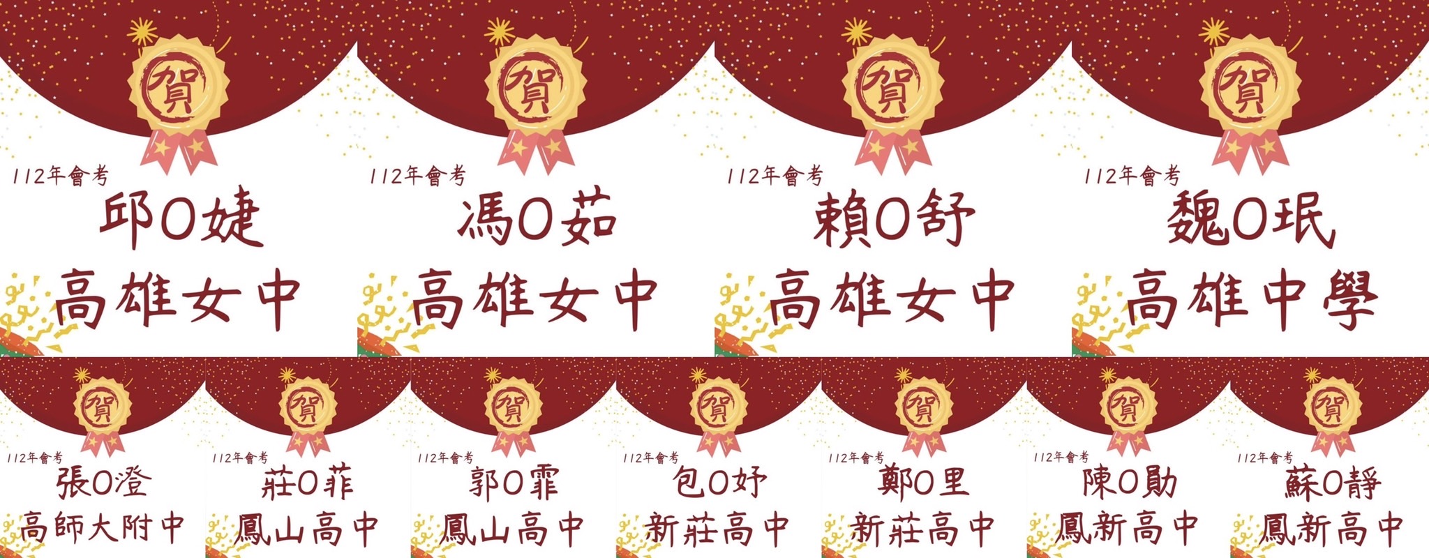 金名文理補習班的榮譽榜圖片